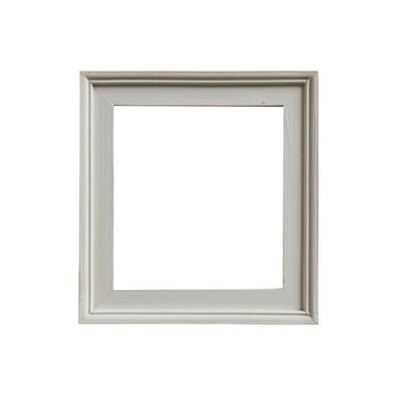Empty square picture frame with a sleek white finish, isolated on a transparent background. Perfect for photo or art presentations.