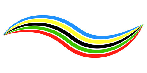 Abstract wavy stripes way of Olympic games colors isolated white background. Vector illustration.