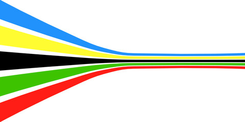 Abstract wavy stripes way of Olympic games colors isolated white background. Vector illustration.