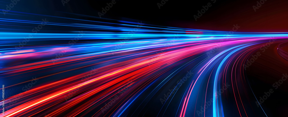 Wall mural abstract illustration depicting high-speed light trails in 3d, creating a dynamic and futuristic bac