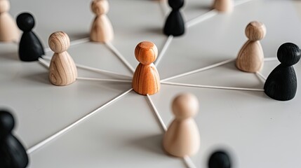 Obraz premium Colorful wooden game pieces are arranged strategically on a table during a social gathering, showcasing teamwork and tactical planning among participants