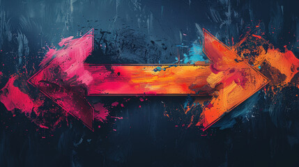 Dual arrows with different artistic styles pointing left and right, creative banner, contrast 