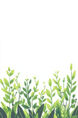 beginning of spring, Plants and flowers Background, willow, rice,Spring green, bright background, top white space, flat illustration,