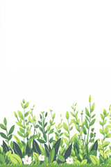 beginning of spring, Plants and flowers Background, willow, rice,Spring green, bright background, top white space, flat illustration,