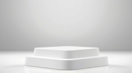 White Podium on Simple White-Grey Background for Product Advertising. Made with Generative AI Technology