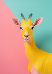  Yellowdeer on a pink background
