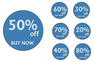 Different percent discount sticker discount price tag set, sell off up to 20, 30, 40, 50, 60, 70, 80 percent