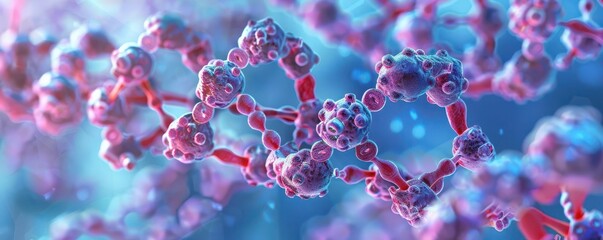 Ribosomes free in the cytoplasm, front view, highlighting their role in translating mRNA, technology tone, Tetradic color scheme, copy space for text,