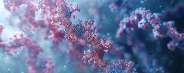 Ribosomes free in the cytoplasm, front view, highlighting their role in translating mRNA, technology tone, Tetradic color scheme, copy space for text,
