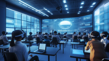 Futuristic AI-Enhanced Virtual Reality Classroom with Interactive 3D Lessons and Real-Time Feedback