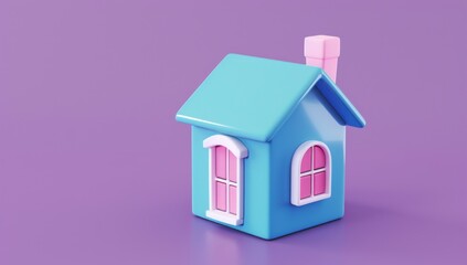 Cute Blue House 3D Illustration