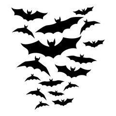 Halloween Bat Flock Silhouette