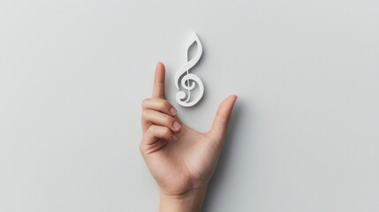 Harmony in Hand - Music Note Displayed on White Background, Melodic Symbol Conceptualized, Generative Ai