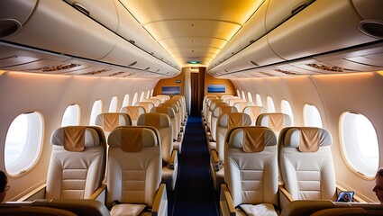 Fototapeta premium Enhancing comfort and luxury for passengers during modern air travel, setting the standard for business class