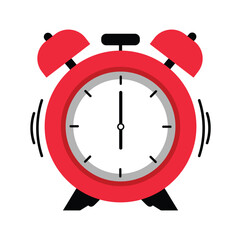 Classic red alarm clock - modern flat design style single isolated image.