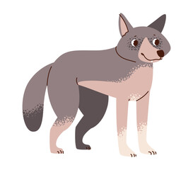 Wolf isolated on white background. Forest wild animal. Flat vector illustration