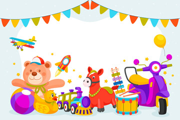 Toys background in flat design