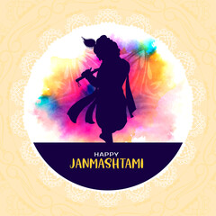 Happy Janmashtami Indian religious festival greeting card