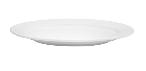 Empty white plate on transparent png