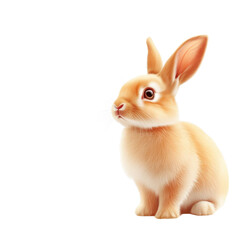 Obraz premium A cute little rabbit is sitting on a white background