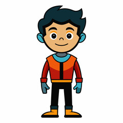  Boy cartoon crater Silhouette Vector Illustration
