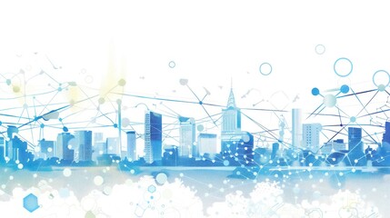 Obraz premium Cityscape with Network Connections