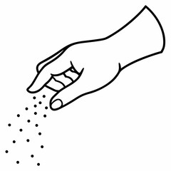 Humans hand pinching or sprinkling salt spices color   Silhouette Vector Illustration
