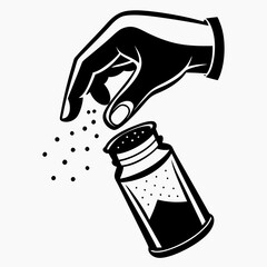 Humans hand pinching or sprinkling salt spices color   Silhouette Vector Illustration
