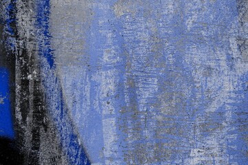 Anciens restes de mélanges de peintures défraichie, avec effet de couleurs bleus
