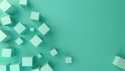 Abstract Green Cubes Background