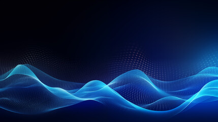 Blue Digital sound wave with dots technology abstract background on dark background