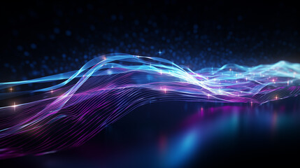 Flowing streams of encrypted data light blue purple curves gradient abstract background design