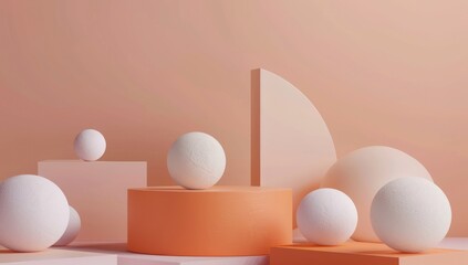 Abstract Minimalist 3D Design with White Spheres and Pastel Colors
