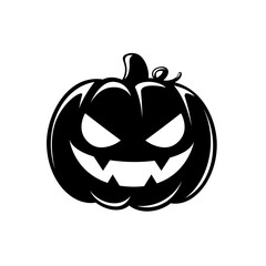Jack O Lantern Silhouette. Cute Creepy Spooky Halloween Pumpkin Sticker Print Illustration.