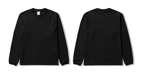 Blank Black Long Sleeve T Shirt Front and Back Mockup