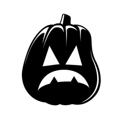 Jack O Lantern Silhouette. Cute Creepy Spooky Halloween Pumpkin Sticker Print Illustration.