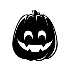 Jack O Lantern Silhouette. Cute Creepy Spooky Halloween Pumpkin Sticker Print Illustration.
