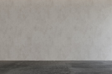 Modern interior design of apartment, empty interior with concrete flooring, windows, and suitable for various furniture and home decor mockups, panorama. 3d rendering