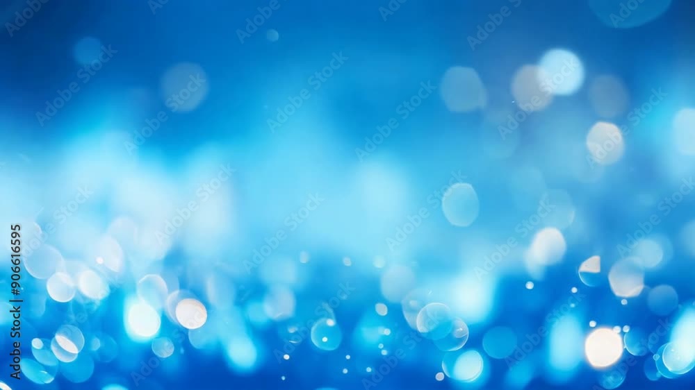 Poster A close-up photo of a bright blue bokeh background with soft, out-of-focus lights. The background is smooth and dreamy, with no visible imperfections. The overall effect is serene and calming.