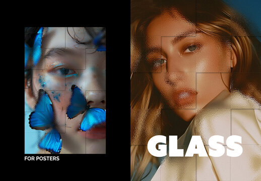 Glass Fragments Poster Photo Effect Mockup