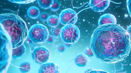 human cells in a blue background