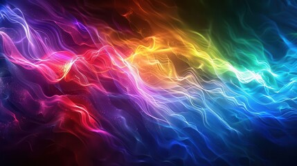 Vibrant electromagnetic light spectrum, colorful wave dynamics, radiant light waves, dynamic spectrum, uhd, copy space for text,