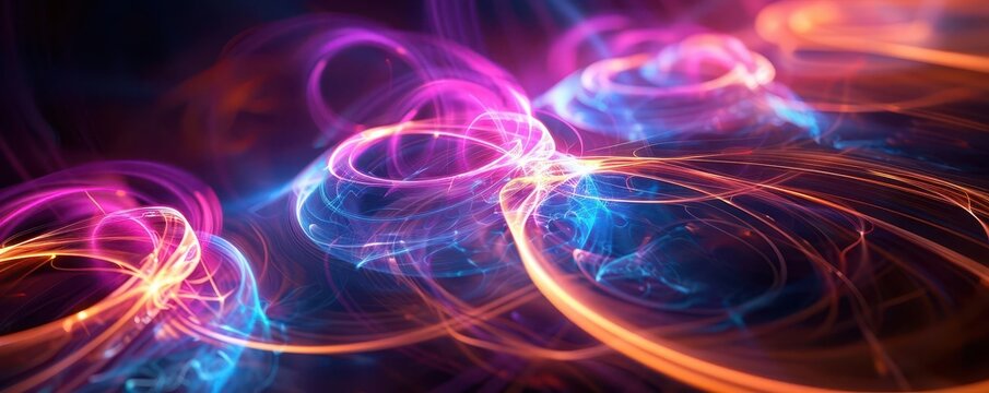 Spooky quantum entanglement, entangled particle pairs, quantum mechanics, subatomic action, uhd, copy space for text,