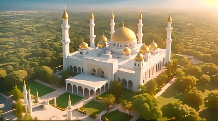 Grand Mosque with shot seen above, 4k video, generated ai