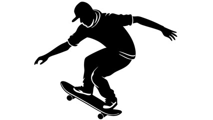 Stylish Skateboarder Silhouette Illustrations: Perfect for Action and Skate Culture