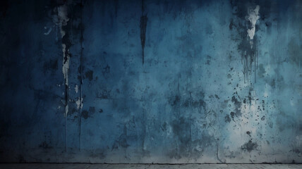Fototapeta premium grungy blue backdrop, dirty old wall with paint drips