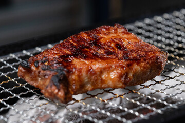 Grilled Steak with Vegetables on BBQ