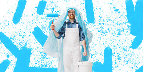 Creative portrait of a decorator and house painter © StockPhotoPro