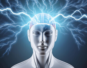 Obraz premium A neural network sparks with electric impulses, symbolizing generative AI