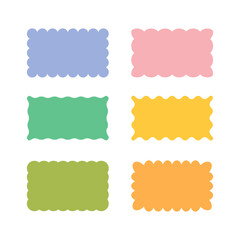 Rectangular multicolor text boxes with wavy edges set